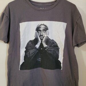 Large 90s Gray Tupac Graphic Tee